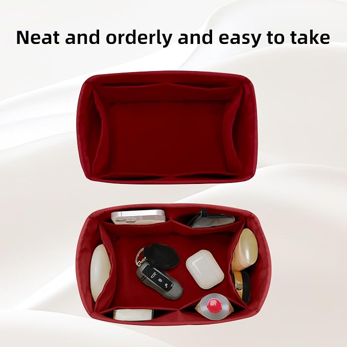 DGAZ Silk Purse Organizer Insert Fits LV Speedy 16/20/25/30/35/45 bags，Silky Smooth Bag Organizer，Luxury Handbag & Tote Shaper（Wine Red，SP45） - Image 5