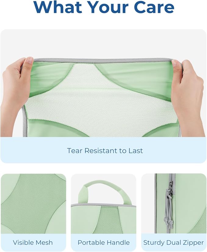 Bagsmart Compression Packing Cubes, Travel Bag Cruise Ship Essentials | Lightweight, Compressible Suitcase Organizer Set fit Standard Carry-On & Checked Luggage, 6 Set, 14 Set Washable Packing Bags - Image 4