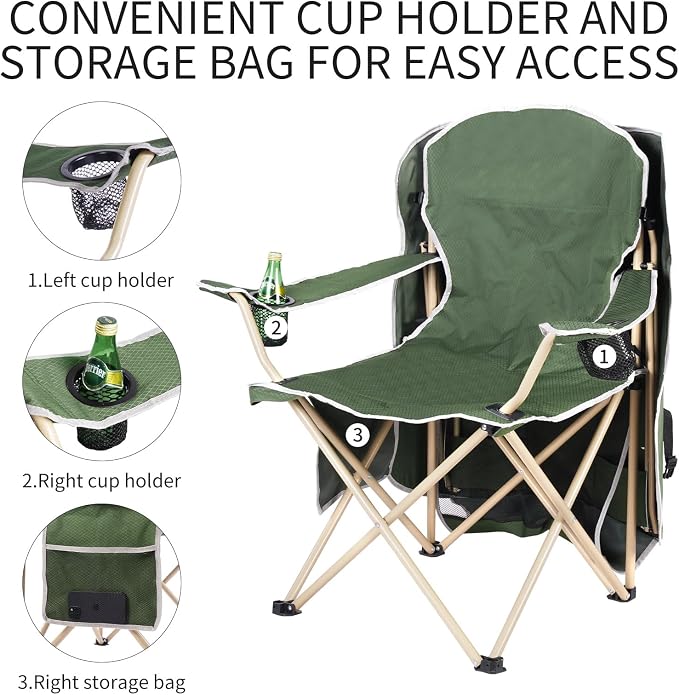 VTOY Portable Camping Chair with Canopy - Folding Chair with Canopy, Durable 600D Oxford Canopy Chair for Camping, Beach, Picnics, Fishing & Sports - Image 5
