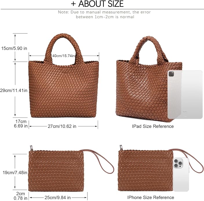 JINMANXUE Fashion Woven Bag Shopper Bag Travel Handbags and Purses Women Tote Bag Large Capacity Shoulder Bags - Image 4