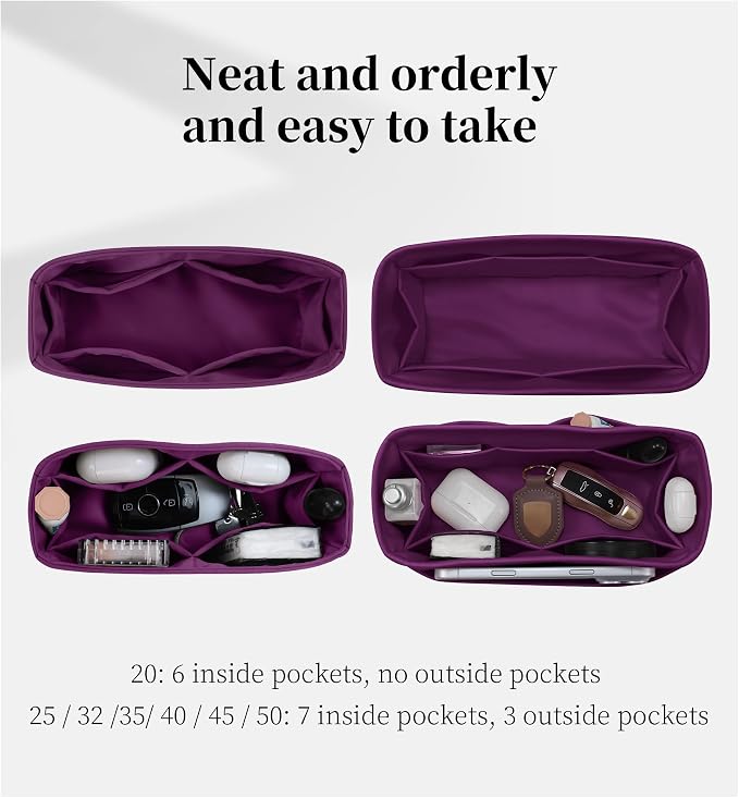 Satin Purse Organizer for Birkin 30 Sellier, Anemone | Custom Fit, Multiple Pockets, Lightweight Purse Essentials, Ideal for Travel, Shopping, and Daily Use - Image 3