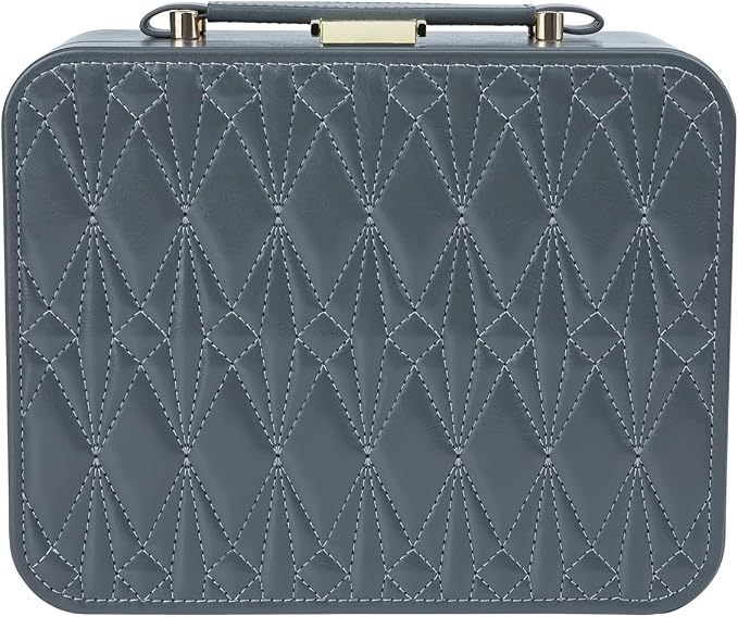 Travel Jewelry Case Large, Jewelry Box Large Jewelry Travel Organizer Jewelry Case with Handle, Best Gift for women Girls, Grey by V-LafuyJewelryBox