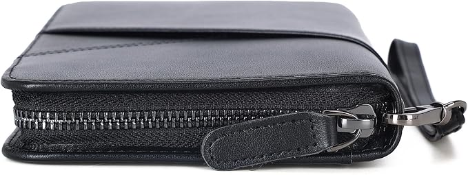 Polare Napa Leather Passport Holder With YKK Zipper RFID Blocking Travel Document Organizer Ticket Holder Cover Case Holds 2 Passports (Black) - Image 8