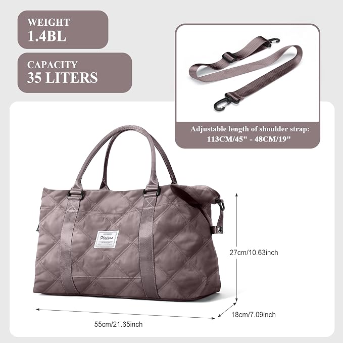 Travel Duffel Bag, Carry On Overnight Weekender Bags for Women | Travel Bag with Wet Pocket & Trolley Sleeve, For Spirit Airlines 18x14x8 Personal Item Bag - Image 3