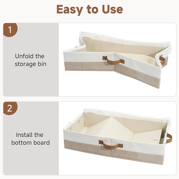 StorageWorks Under Bed Storage Containers - Underbed Storage with Handles and Label Holder, 2 Pack Ultra-thick Fabric Underbed Bins, Closet Organizer for Clothes, Blankets, Sweater - Image 7