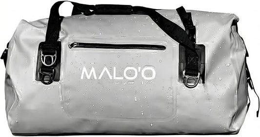 Malo’o Waterproof Dry Duffel, Heavy-Duty Roll Top Waterproof Gear Bag with Shoulder Strap & Molle Loops, Marine Duffel for Kayaking, Boating, Camping, Beach & Travel, Grey, 40L by Maloo