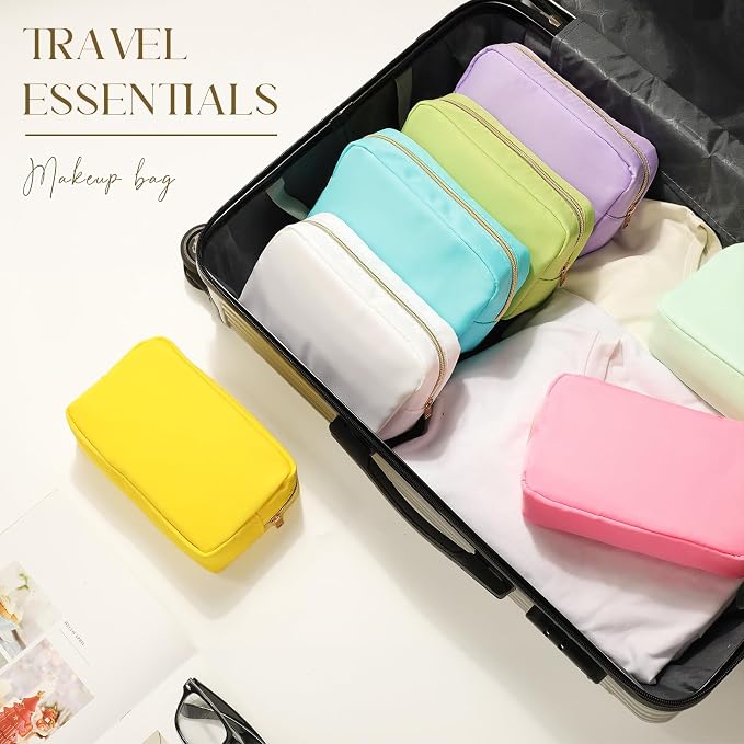 Sweetude 10 Pcs Nylon Makeup Bag Travel Cosmetics Pouch Zipper Pouch Purse Toiletry Bag Big Capacity Makeup Organizer for Women Girls Waterproof Travel Skincare Case(Macaron Color) - Image 5