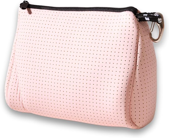 POPUPS Large Makeup Bag with Zipper, Pretty Pink - Waterproof Neoprene Cosmetic Bag 7.7 x 10.75 x 5 inches by POPUPSBrand