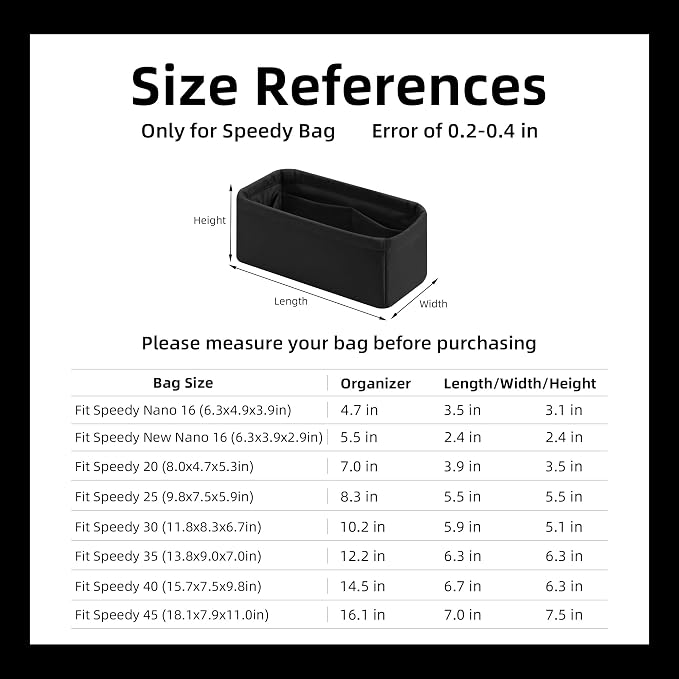 DGAZ Silk Purse Organizer Insert Fits LV Speedy 16/20/25/30/35/45 bags，Silky Smooth Bag Organizer，Luxury Handbag & Tote Shaper（Black，New nano 16） - Image 7