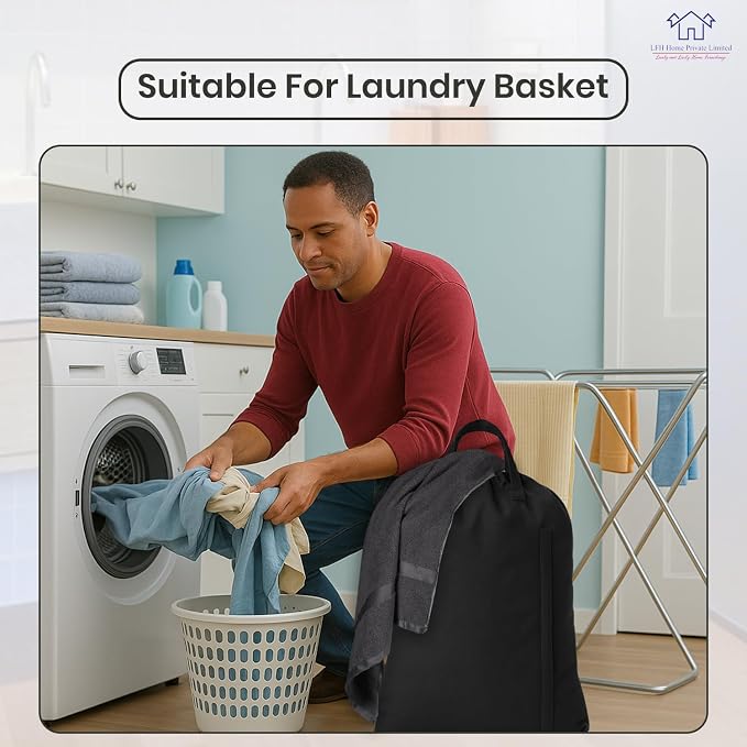 LFH Home Large Premium Cotton Rich Canvas Laundry Bag with Drawstring and Handles Heavy Duty, Multi-Use, and Washable for Home, Travel, College or Storage 28x36 (Pack of 4)-Black - Image 5