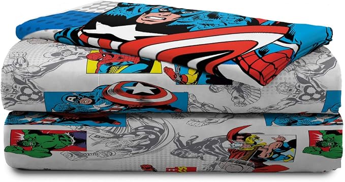 Jay Franco Kids Sheet Set with Fitted, Flat Sheets & Pillow Cover - Ultra-Soft Bedding with Pillowcase for Room Decor, White - Avengers, 4 Piece Full - Image 6