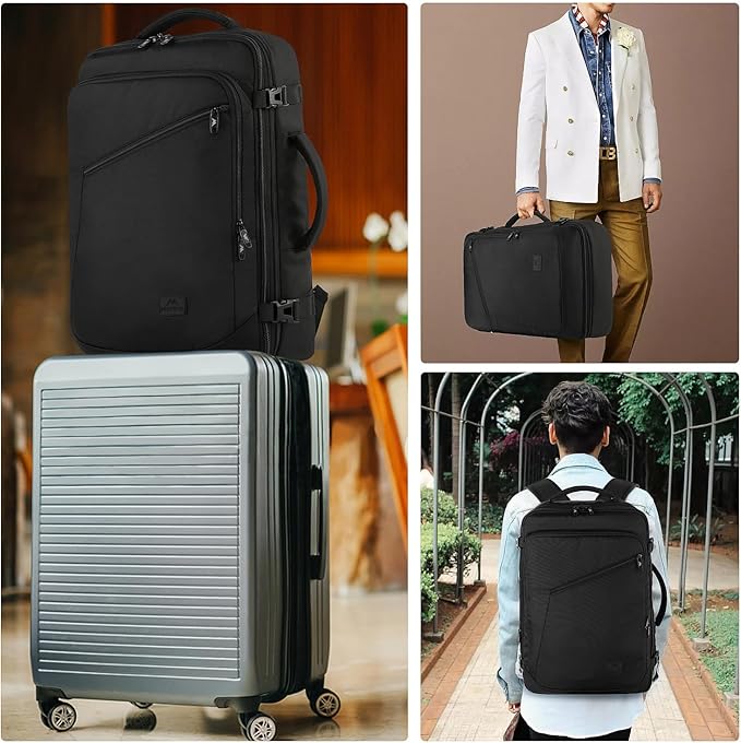 MATEIN Mens Travel Backpack, 27L Lightweight Carry on Backpack for Women, Expandable Business Backpacks, Waterproof Hiking Daypack for Outdoor Sports Rucksack Casual Daypack, Travel Essential, Black | Expandable Business Backpack, 27L, Lightweight, Wat... - Image 8