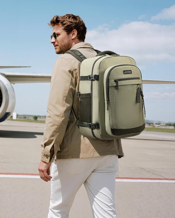 LOVEVOOK 40L Travel Backpack for Women & Men, Airline Approved Carry On Luggage, TSA Personal Item Bag fits 15.6 Inch Laptop, Waterproof Weekender Overnight Suitcase for Work, Green - Image 6