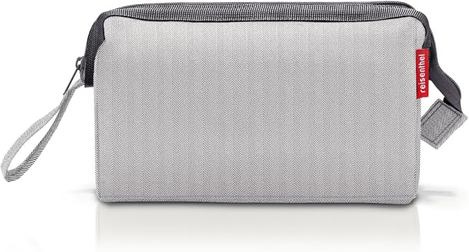 reisenthel travelcosmetic Strong Robust and Practical Travel Cosmetic Bag, Hand Strap, Water-Repellent Material, Herringbone Grey, Herringbone - Image 2