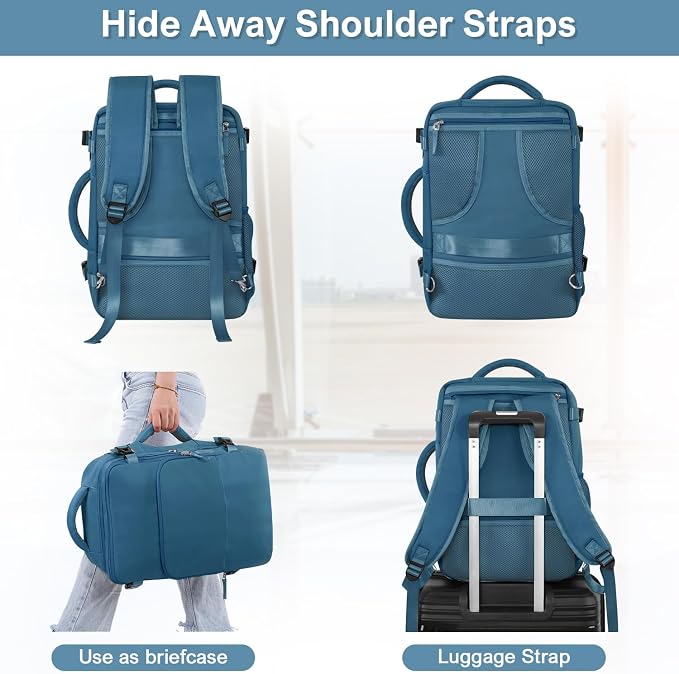 Sinaliy Travel Backpack, TSA Carry on Flight Approved Backpack | Waterproof 17.3 Inch Laptop Backpack with Multi-Pockets, Personal Item Travel Bag for Men Women, Deep Blue - Image 6