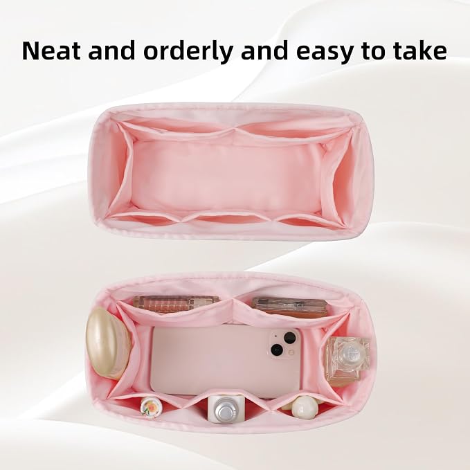 DGAZ Silk Purse Organizer Insert for Birkin Bag(Pink, BK25) | Soft and Lightweight,Perfect Fit,Multi-pocket Storage,Bag Protector,Luxury Bag Care,Handmade,for Smooth Bag Organizer - Image 5