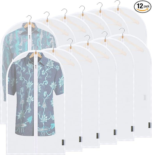 BALEINE 40'' Translucent Garment Bags, 12 Packs PEVA Dress Bag for Closet Clothes Dresses Suit Coats Storage (White, 12PK) by BALEINE