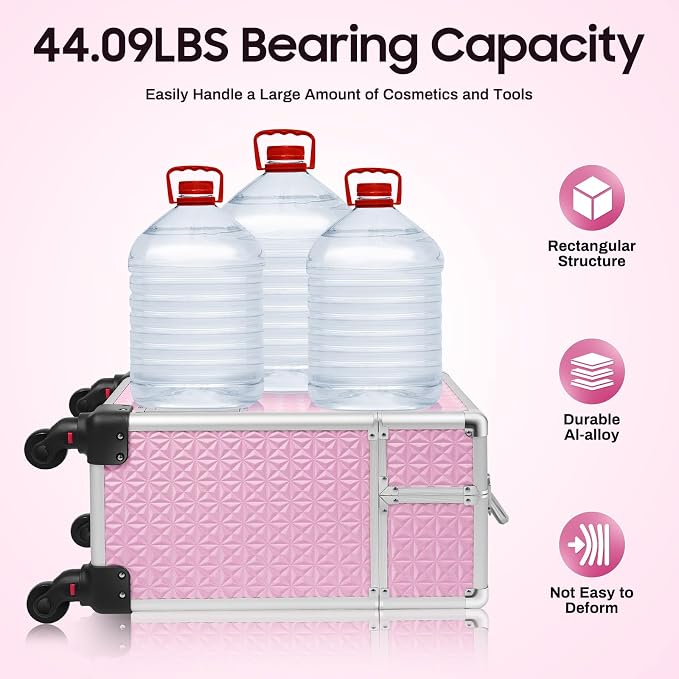 Professional Rolling Makeup Train Case Makeup Storage Organizer Cosmetic Trolley - Image 3