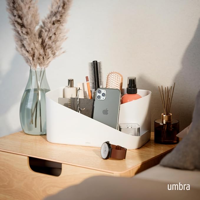 Umbra Glam Cosmetic Organizer, Versatile Storage Container With Removable Insert for Bathroom, Office and More, White - Image 2