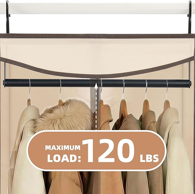 STORAGE MANIAC 57" Hanging Garment Bag Zipper Cover with Sealed Clear Window, Long Garment Cover for Closet Storage Wardrobe Clothes Protector, Large Garment Storage Bag for Dresses, Beige，2-Pack - Image 3