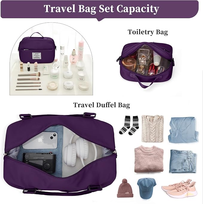 Weekender Bags for Women, Personal Item Travel Bag with Shoes Compartment | Overnight Travel Duffel Bag with Toiletry Bag, Airplane Friendly Carry-On Bag - Image 2