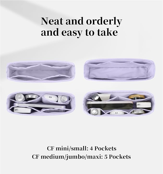 Purse Organizer Insert, Silky-Soft Lightweight Design, Multi-Pocket, Keeps Bag Organized & Protects Interior, Fits Chanel Classic Flap Maxi, Ideal for Travel & Daily Use(Lavender, CF Maxi) - Image 4