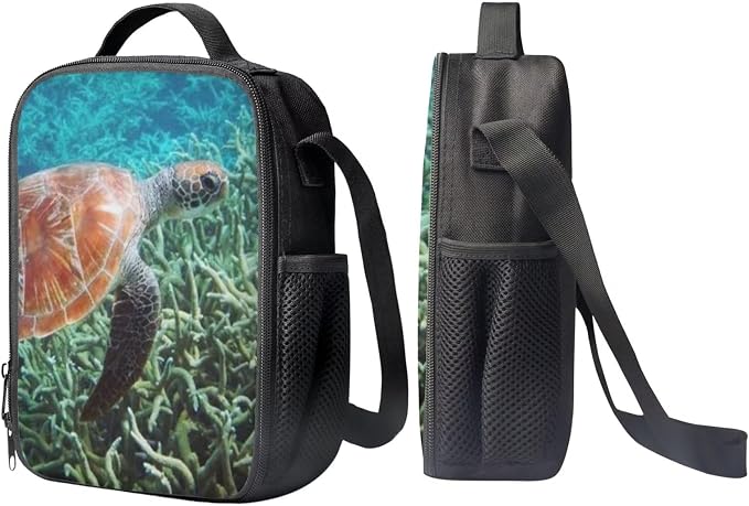 Kids Novelty Animal Backpack and Lunch Box for Boys Girls Student Lightweight 17 Inch School Sea Turtle Backpack with Lunch Bag Pencil Case Kids Comfy Padded Black Large Bookbag - Image 4