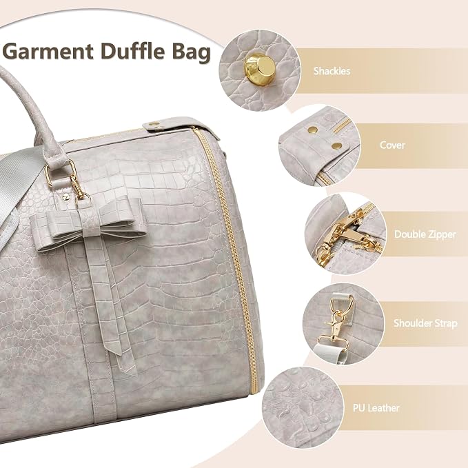 Garment Bags for Travel, Convertible Suit Travel Bag for Women, Stylish Carry On Garment Bag with Toiletry Pocket, Shoulder Strap & Shoes Compartment, 2 in 1 Foldable PU Leather Duffle Bag, Multicolor - Image 5