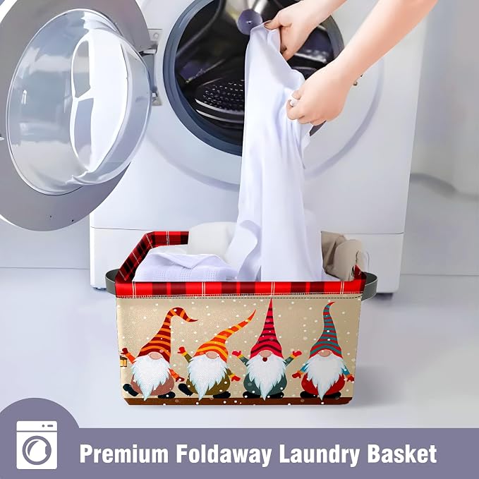 Christmas Foldable Baskets Storage Bins with Handles, Christmas Dwarf Decorative Cloth Organizer Storage Boxes 2 2piece - Image 8