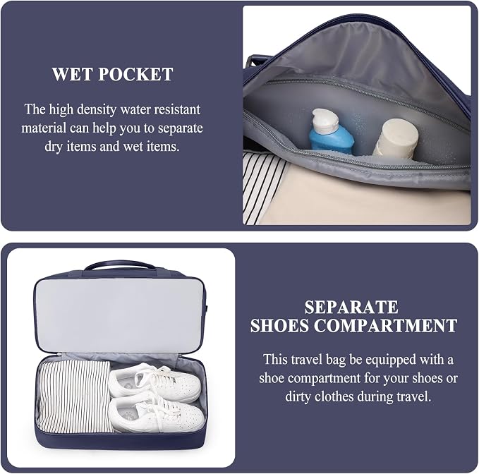 Weekender Bags for Women, Personal Item Travel Bag with Shoes Compartment | Overnight Travel Duffel Bag with Toiletry Bag, Airplane Friendly Carry-On Bag - Image 5