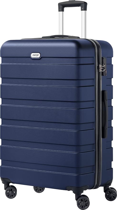 AnyZip Luggage PC ABS Hardside Lightweight Suitcase with 4 Universal Wheels TSA Lock Checked-Large 28 Inch Dark Blue by YourBestTravelChoice