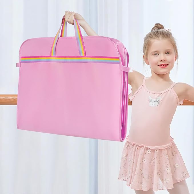 LOVEGRASS Kids Garment Bags for Dance Costumes, 40" Dance Costume Garment Bag for Dance Competition with Multi Pockets and Rainbow Handles Perfect for Dance Recitals and Practice, Pink(2 pack) - Image 6