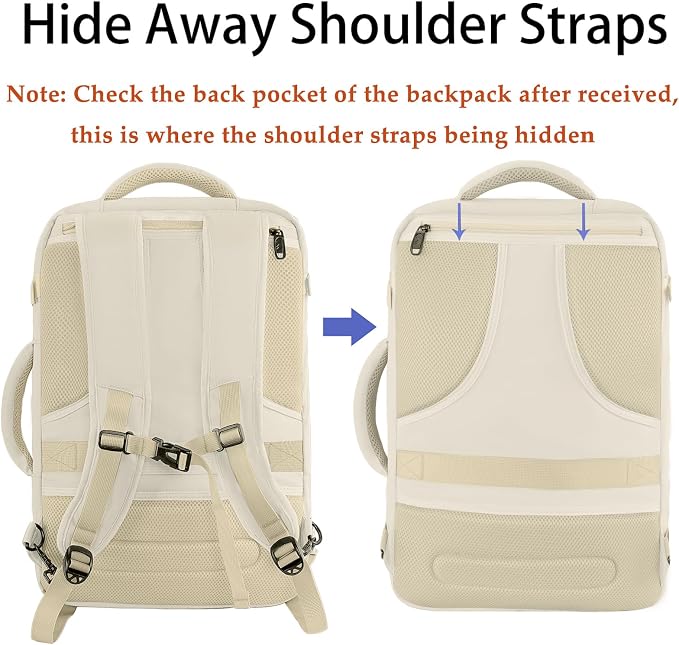 MATEIN Large Backpack for Travel Flight Approved, 45L Carry on Backpack with Padded Shoulder Straps for Adult, Men, Women, Expandable Daypack for Clothes, Travel Essentials, Beige | Expandable Daypack with Padded Shoulder Straps for Adult Men Women, Fi... - Image 5