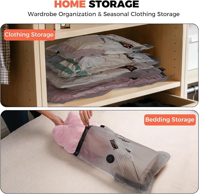 24 Combo Travel Vacuum Bags with Cordless Rechargeable Pump, Portable Space Saver Compression Bag for Clothing, Vacuum Seal Packing Bags for Home Clothing Luggage Organizer Travel Essentials - Image 7