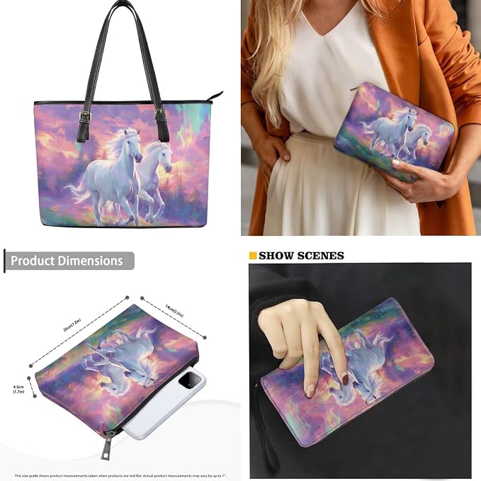 Women Purse Handbags Wallet Sets Leather Shoulder Tote Bag for Women,Top Handle Purse with Wrist Wallet Bag - Image 5