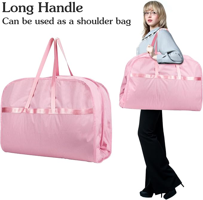 Limoomil 6" Gusseted Waterproof Garment Bag for Travel, 43" Tear Resistance Suit Bag for Men Travel for Suits, Tuxedos, Coats, Uniform. (pink, 42") - Image 7