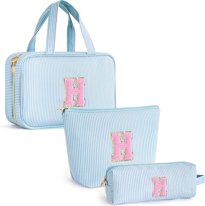 Gifts for Teen Girls Women - Travel Hanging Toiletry Bag & Makeup Bag - Personalized Initial Cosmetic Bag | Birthday Gift for Girl Trendy Stuff - Blue H by Unknown