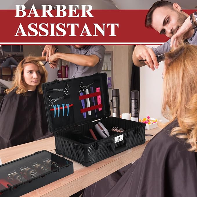 Large Barber Carrying Case, Hairdresser Tool Box Organizer Traveling Case, Portable Travel Barber Suitcase for Hair Stylist Pet Groomer Beauty Salon Makeup Artist - Image 7