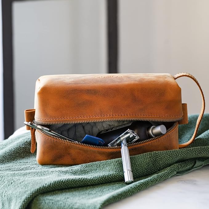Londo Genuine Leather Travel Toiletry, Makeup, Shaving Organizer Bag - Dopp Kits - Unisex - Image 5