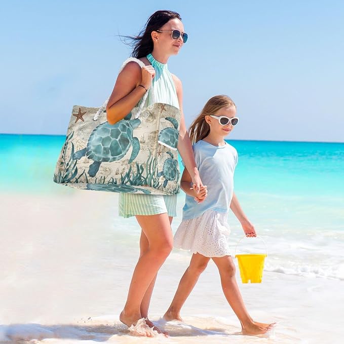 senya Large Beach Shoulder Bags Canvas Tote Water Resistant for Gym Travel Daily - Image 2