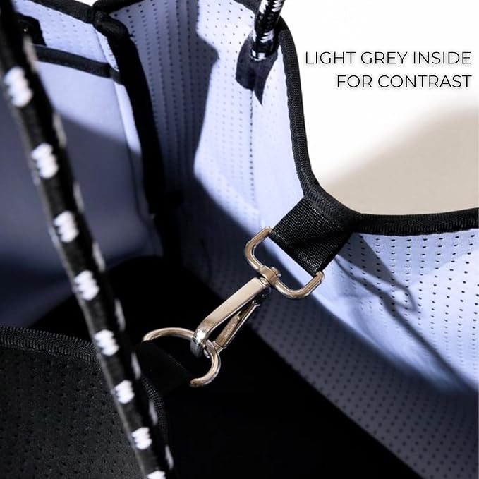 POPUPS Large Neoprene Tote Bag for Women - Everyday Designer Handbag for Travel Work and Beach with Pockets and Zipper Pouch - Image 4