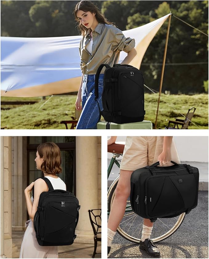 ECOHUB Carry On Travel Backpack, Expandable Airlines Personal Item Bag 18x14x8, Water Resistant 17 inch Laptop Backpack Flight Approved, 12 Pockets 30L Work Backpacks with Wet Pocket & Cable Slot - Image 8