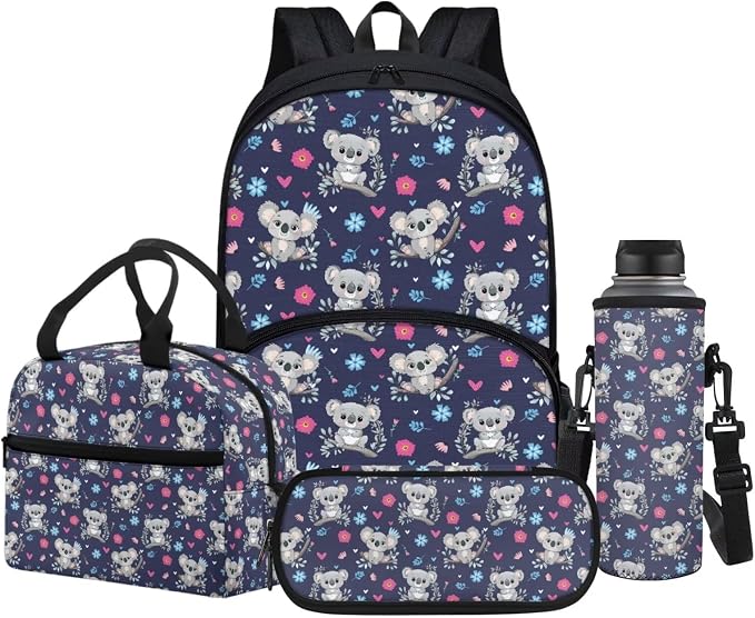 POLERO Cute Koala Backpack for Kids Elementary Preschool Kindergarten School Bookbag with Lunch Box Pencil Case Water Bottle Holder by WelcometoPOLERO