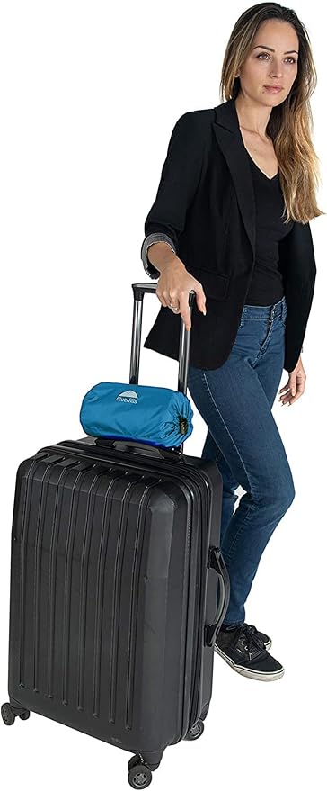BlueHills Ultra Compact Travel Blanket Pillow 2 Pack Airplane Peacock Teal | Travel Set Blanket/Pillows, Matching Bag/Pillowcase, Luggage Belt & Backpack Clip, Compact & Packable, Traveling Essentials - Image 8