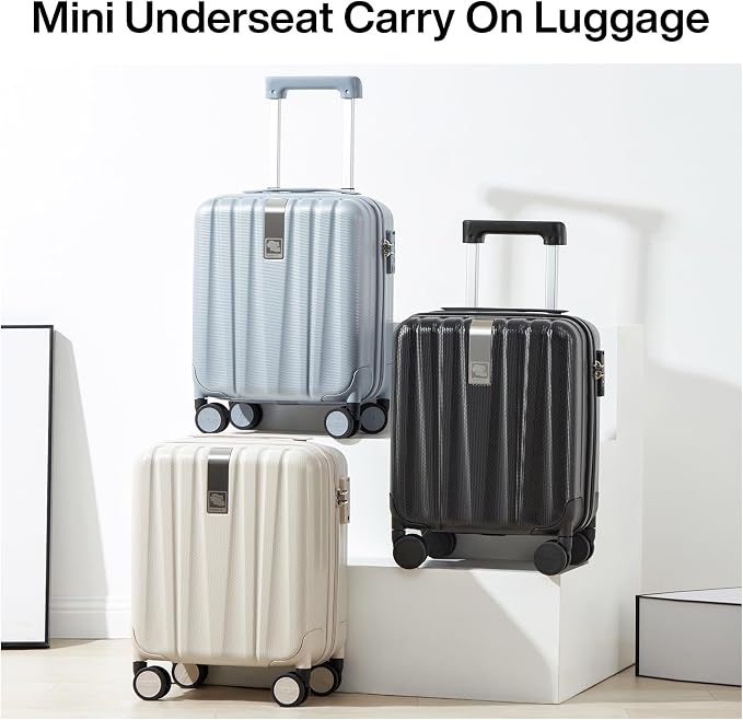 Hanke 14 Inch Underseat Carry On Luggage with Wheels, Lightweight, Waterproof, TSA-Approved, Suitcase, Ivory White - Image 6
