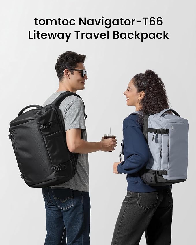 tomtoc 28/40L Travel Backpack, TSA Carry On/Personal Item Bag Flight Approved, Water-resistant Carry on Luggage, PFAS Free - Image 2