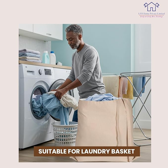 LFH Home Large Premium Cotton Rich Canvas Laundry Bag with Drawstring and Handles Heavy Duty, Multi-Use, and Washable for Home, Travel, College or Storage 24x36 (Pack of 2)-Natural - Image 5
