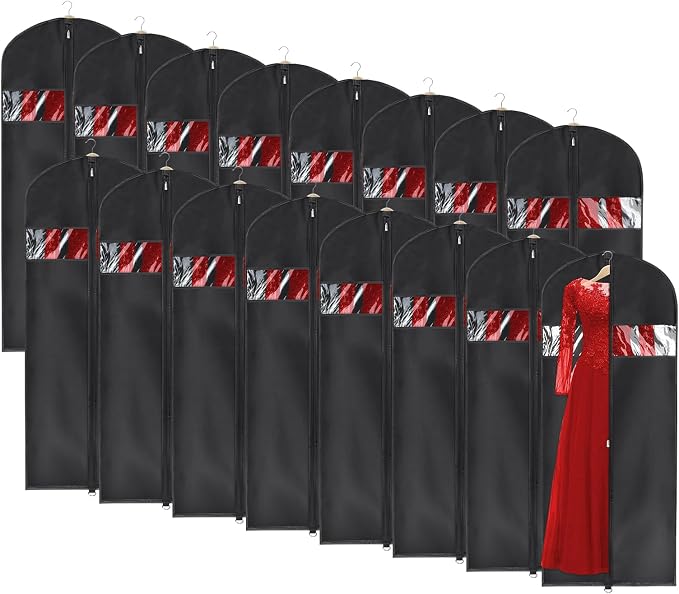 Univivi 16 Pack Suit Cover Bags 60 Inch Garment Bags for Hanging Clothes, Garment Bags for Women Dresses with Clear Window and ID Card Holder for Suit Jacket, Skirt, Shirt and Coat by Univivi