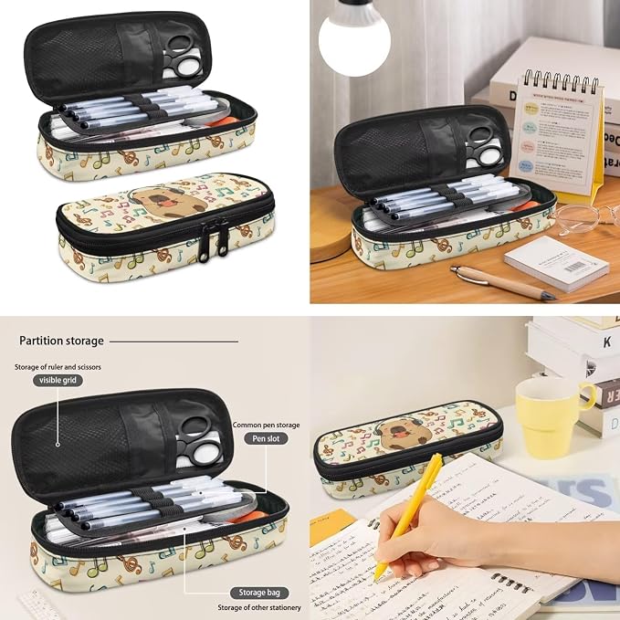 Capybara Children School Backpack Boys Girls Capybara Apple Musical Notes Primary Elementary Bookbags Set Cute Backpack Kids Lunch Box Pencil Case Set 3 in 1 - Image 4