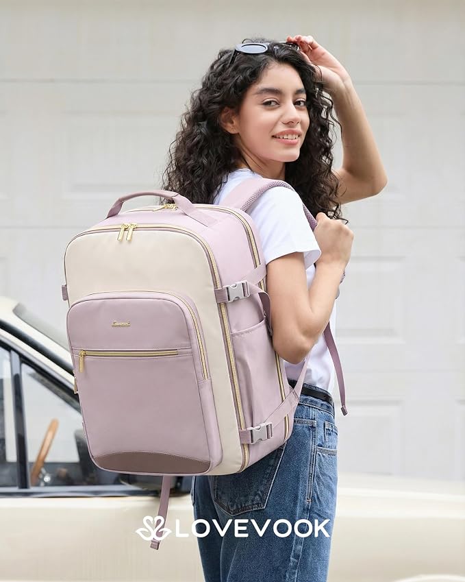 LOVEVOOK 56L Travel Backpack for Women & Men, Airline Approved Carry On Luggage with 3 Packing Cubes, TSA Overnight Bags, Waterproof Personal Item Bag, Weekender Essentials Backpacks fits 17" Laptop - Image 2